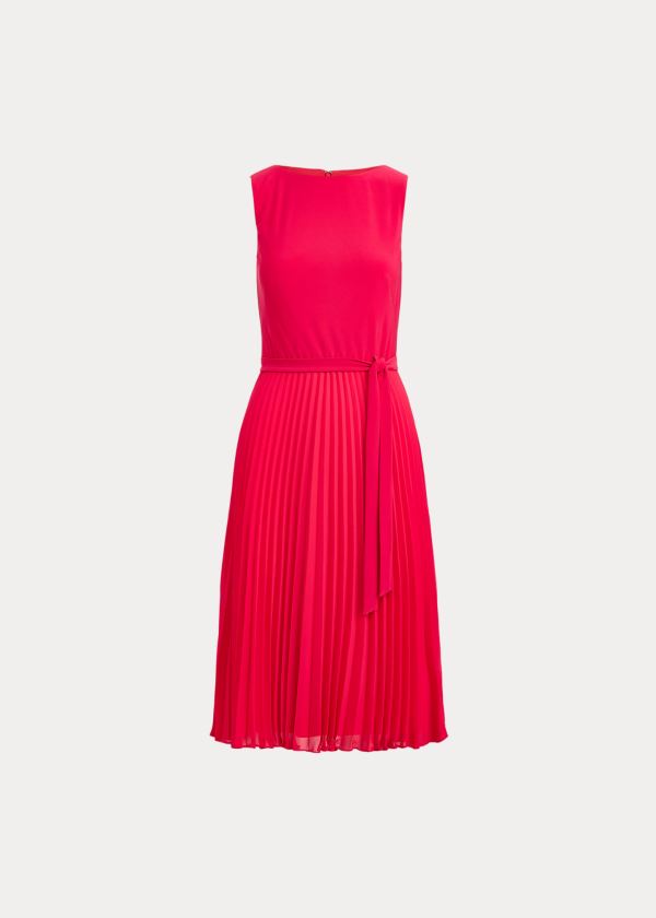 Women's Ralph Lauren Pleated Georgette Dresses | 643572MJQ